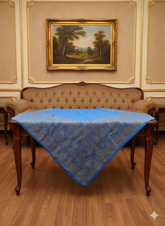 Royal Blue and Grey with Contrasting Zari Motifs - SS 273