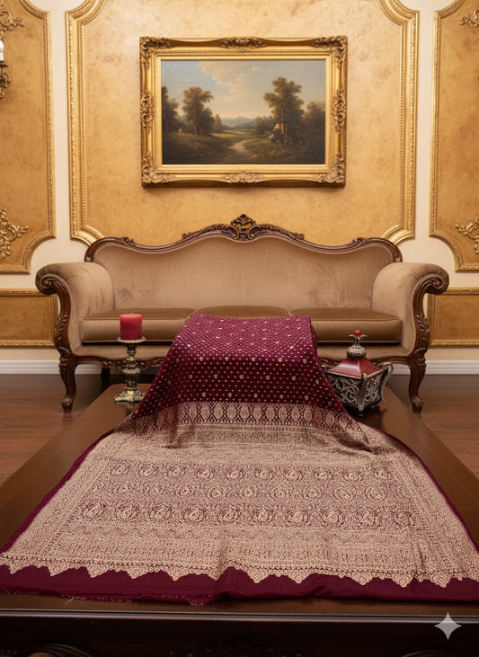 Rich Maroon Saree with Heavy Golden Zari Pallu - SS 279