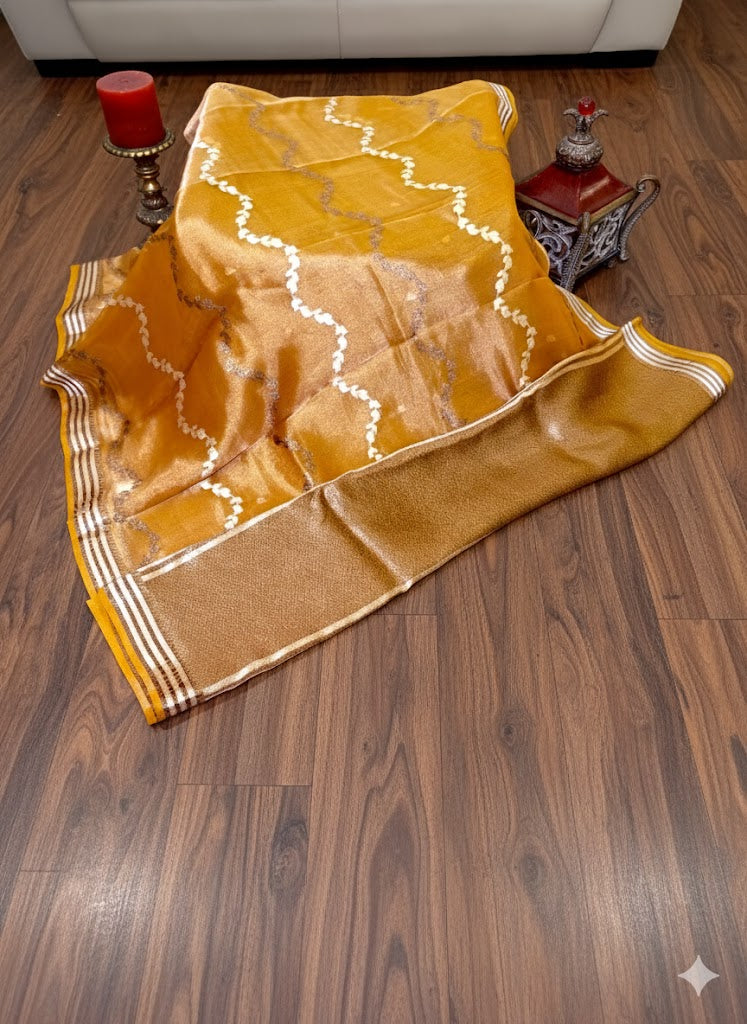 Radiant Orange Organza Saree with Subtle Zari Detailing - SS 268