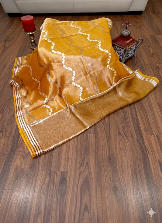 Radiant Orange Organza Saree with Subtle Zari Detailing - SS 268