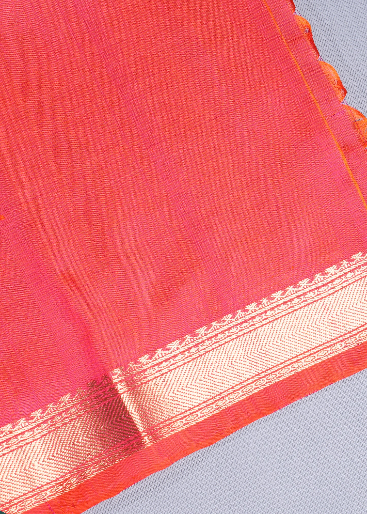 Elegant Grey and Pink Silk Saree with Red Tassels - SS 375