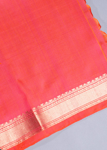 Elegant Grey and Pink Silk Saree with Red Tassels - SS 375