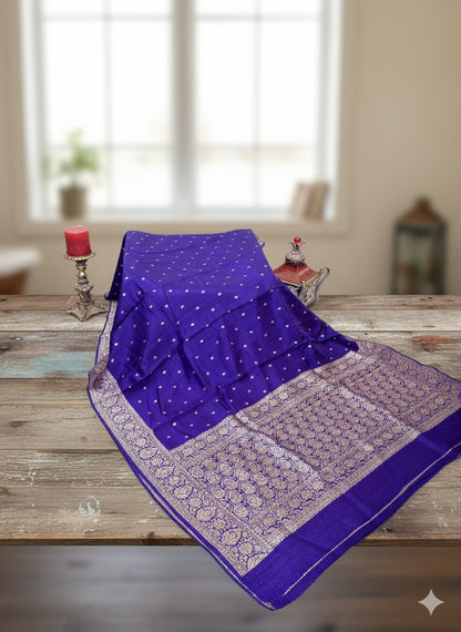 Purple Banarasi Silk Saree with Golden Zari Weaving