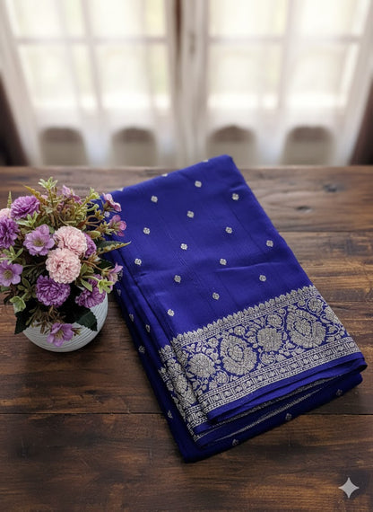 Purple Banarasi Silk Saree with Golden Zari Weaving