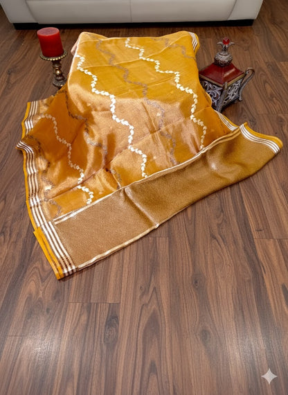 Radiant Orange Organza Saree with Subtle Zari Detailing - SS 268